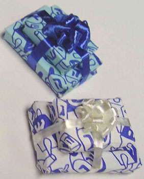 Dollhouse Miniature Double Chanukah Gift Blue Or White